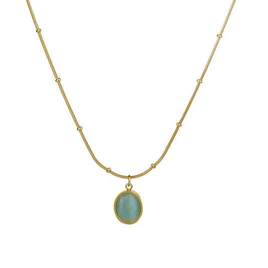 Oval Aquamarine Pendant Necklace