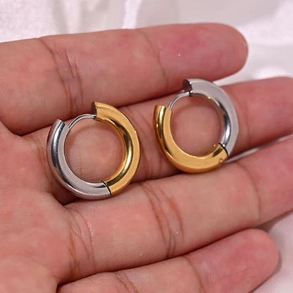 Gold-Silver-Plated Circular Hoop Earrings