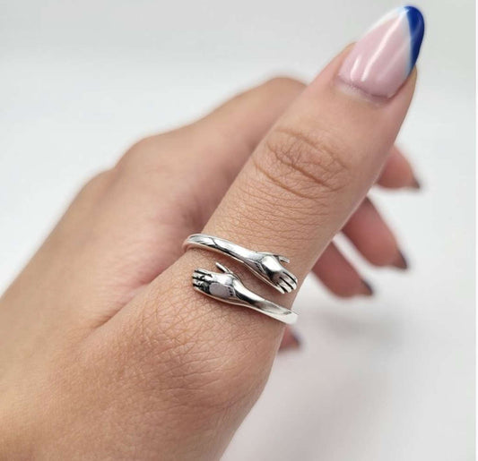 Adjustable Love Hugging Hands 925 Sterling Silver