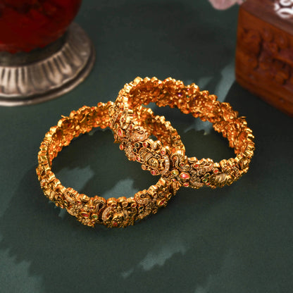 Gold Plated South Indian Premium Nakshi Bangle Set 2pcs