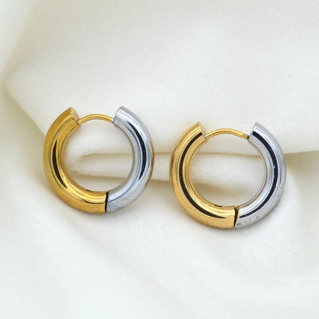 Gold-Silver-Plated Circular Hoop Earrings