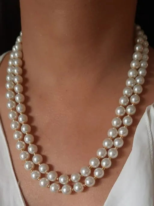 Combo Of 2 Charming Double Line Pearl Necklace for Women - Firstglam