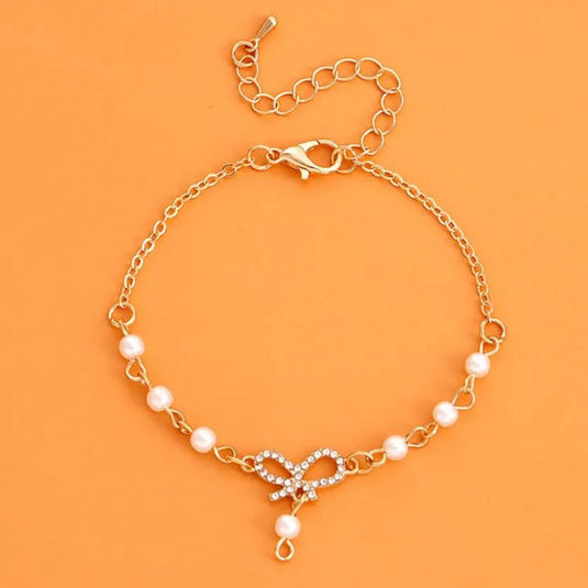 Elegant Charm Design Pearl Gold-Plated Bracelet - Set Of 1 Destiny Jewels