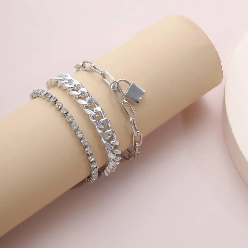 Stylish Charm Sterling Silver Bracelet Set (Pack Of 3) Destiny Jewels