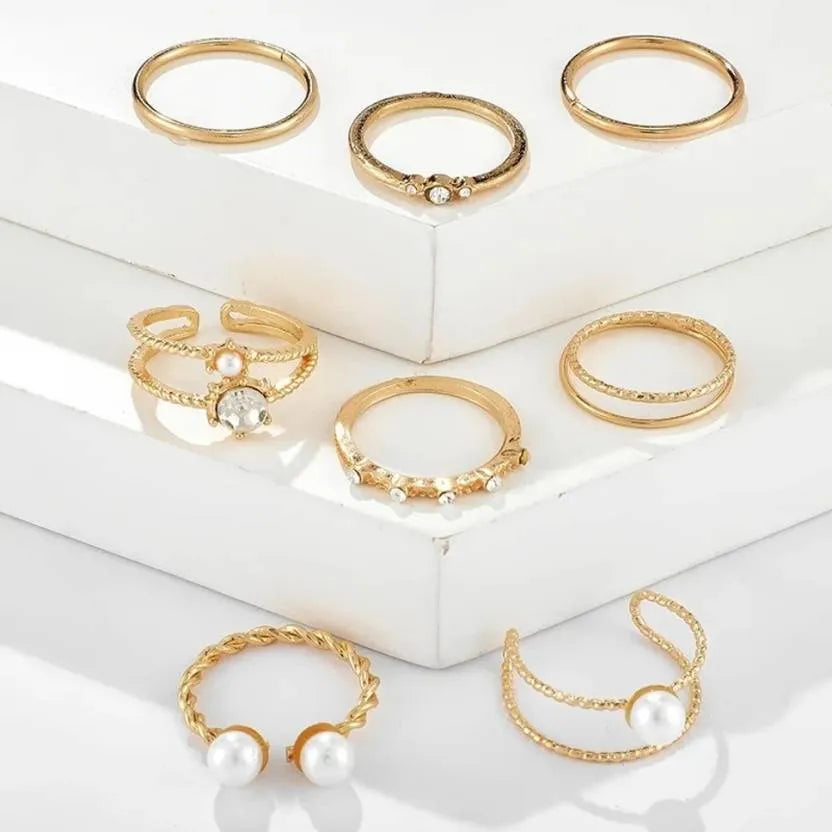 Modern Era Design Gold Plated Ring Set - Set Of 11 Destiny Jewels