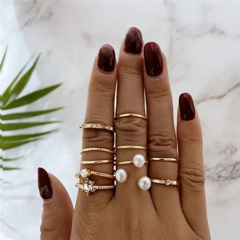 Modern Era Design Gold Plated Ring Set - Set Of 11 Destiny Jewels