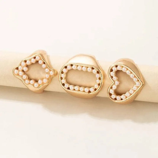 Minimal Combo Of 3 Pcs Gold Plated Stylish Finger Rings - Set Of 3 Destiny Jewels