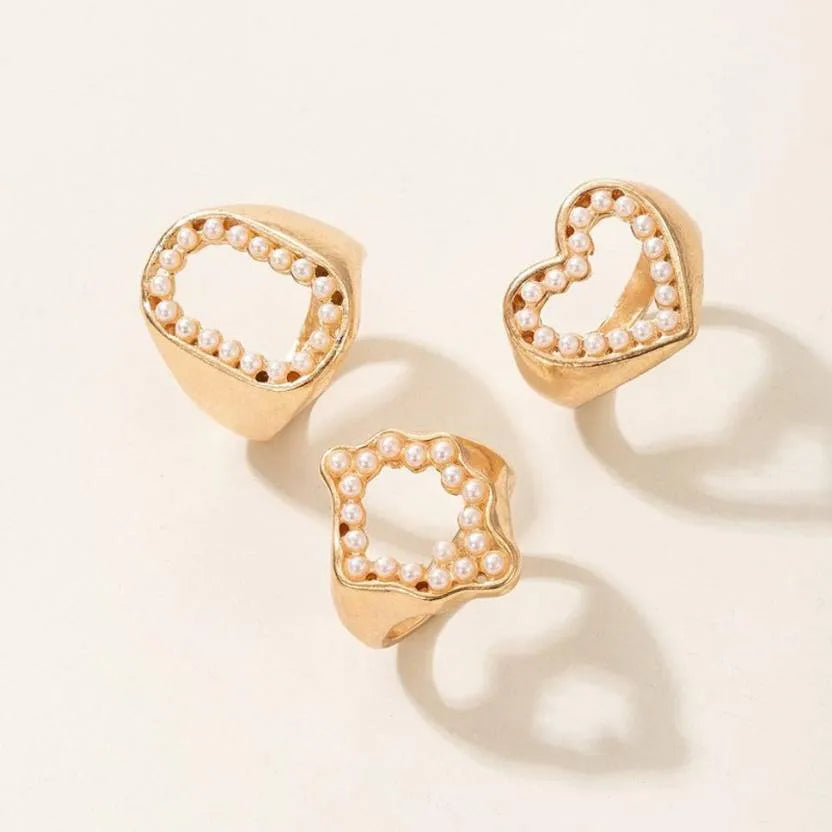 Minimal Combo Of 3 Pcs Gold Plated Stylish Finger Rings - Set Of 3 Destiny Jewels