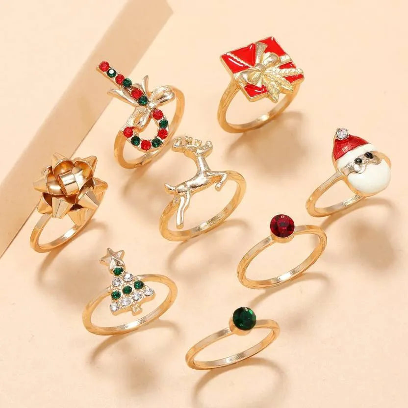 Stylish Christmas Tree Ornaments Cartoon Rings - Set Of 8 Destiny Jewels