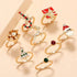 Stylish Christmas Tree Ornaments Cartoon Rings - Set Of 8 Destiny Jewels