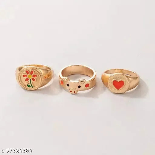 Modern Minimal Gold Plated Ring Set - Set Of 3 Destiny Jewels