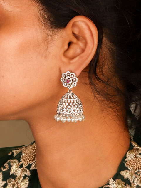 Voguish Designer Jhumka Crafted with Ruby Color Stone For Perfect Style Statement for Women