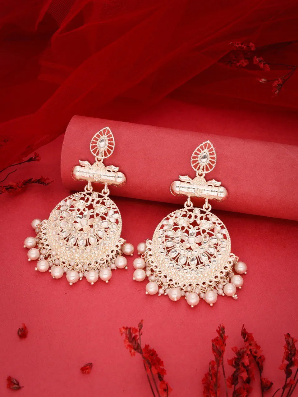 Kundan Gold Plated White Chandbali &amp; Jewellery Set