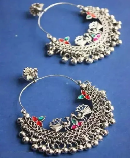 Combo Of 2 Elite Oxidised Silver Earring German Silver Jhumki &amp; Chandbali Earring Samridhi DC