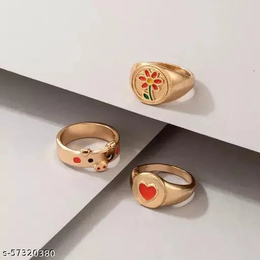 Modern Minimal Gold Plated Ring Set - Set Of 3 Destiny Jewels