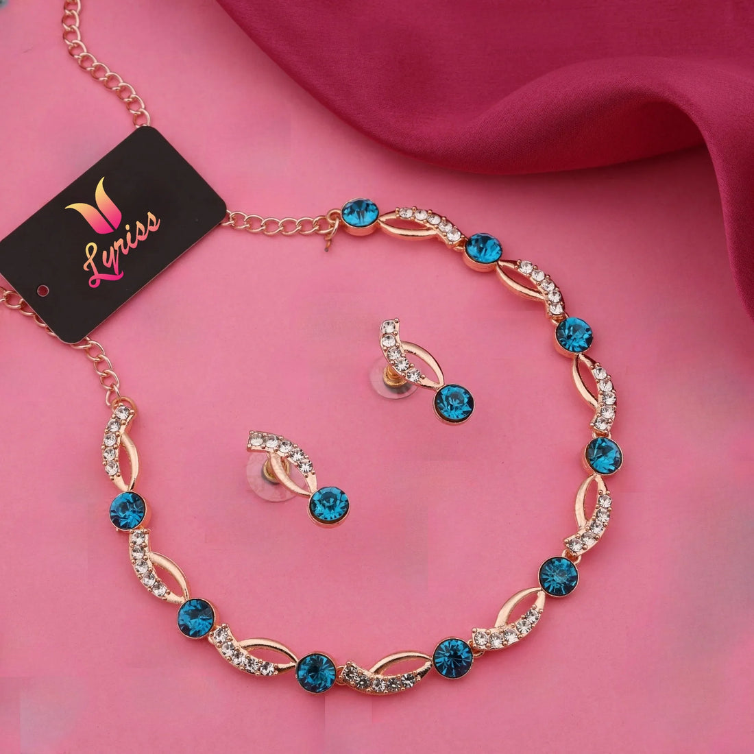 Gold Plated Blue AD Jewellery Set