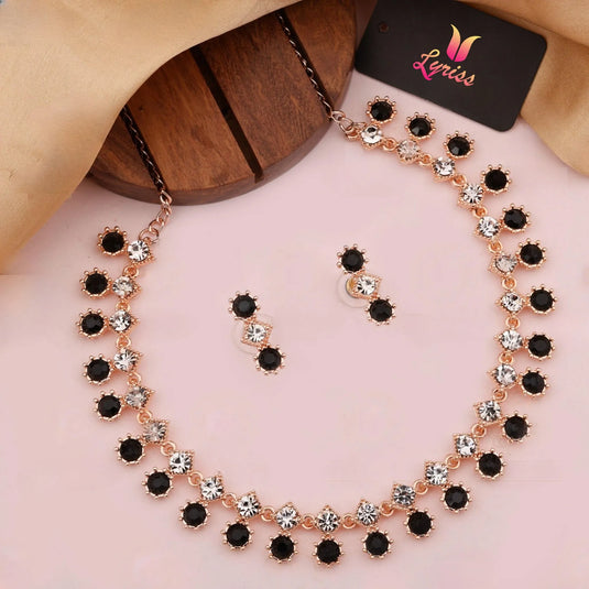 Latest Gold Plated Black AD Jewellery Set