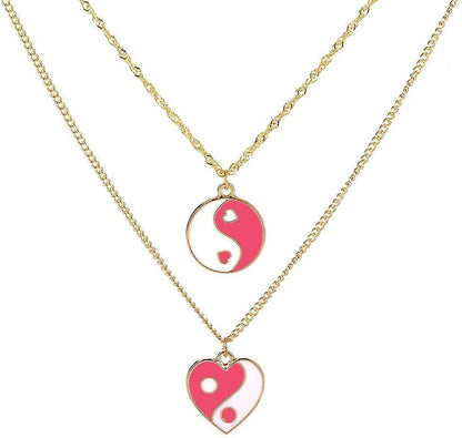 Stylish Cute Flower Heart Tai Chi Red Pendant Chain Destiny Jewels