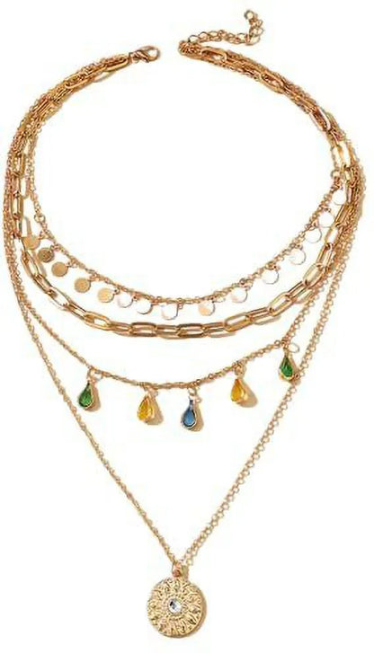 Stylish Gold-Plated Plated Alloy Multilayer Chain Necklace Destiny Jewels