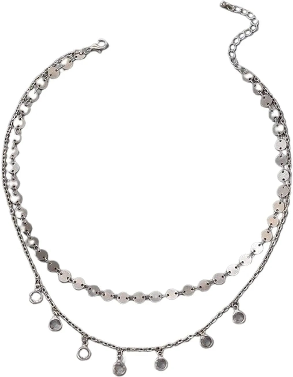 Italian Sterling Silver Disk 2 Layer Necklaces Destiny Jewels