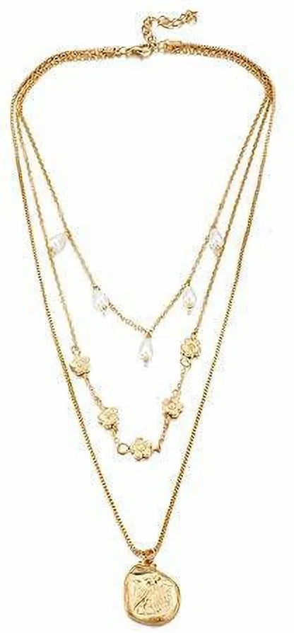 Fashion Multilayer 3 Tier Pendant Gold Plated Long Chain Necklace Destiny Jewels