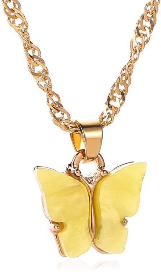 Stylish Gold Plated Butterfly Pendant Necklace Yellow Destiny Jewels