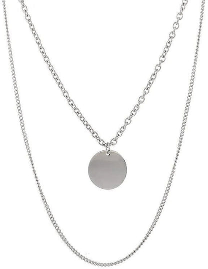 Stylish Sterling Silver Plated Coin Pendant Necklace Destiny Jewels