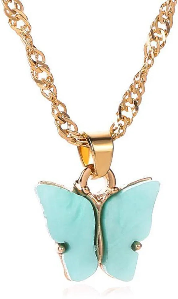 Western Butterfly Gold Plated Necklace Chains Blue Destiny Jewels