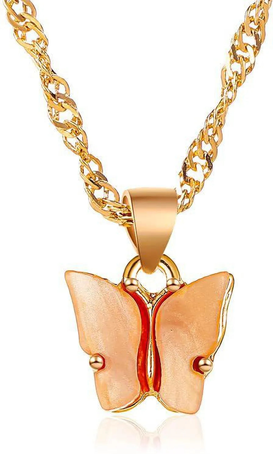 Orange Butterfly Western Gold Plated Necklace Chains Destiny Jewels