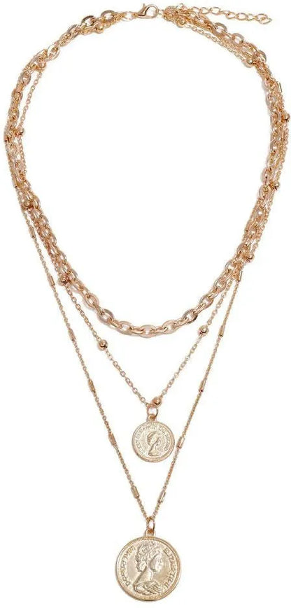 Embossed Pendant Triple-Layered Necklace Destiny Jewels