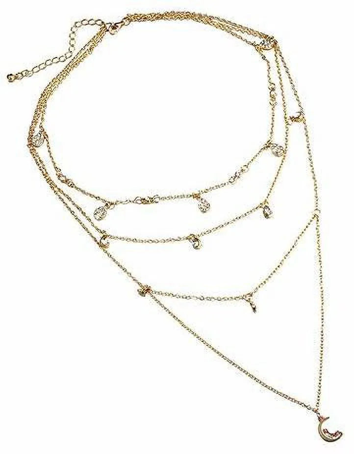 Gold Plated Layered Necklace For Women And Girls Pearl Gold-Plated Plated Brass Chain Destiny Jewels