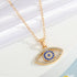 Gold Plated Cz Stone Decor Blue Evil Eye Pendant Necklace Zircon Alloy Necklace Destiny Jewels