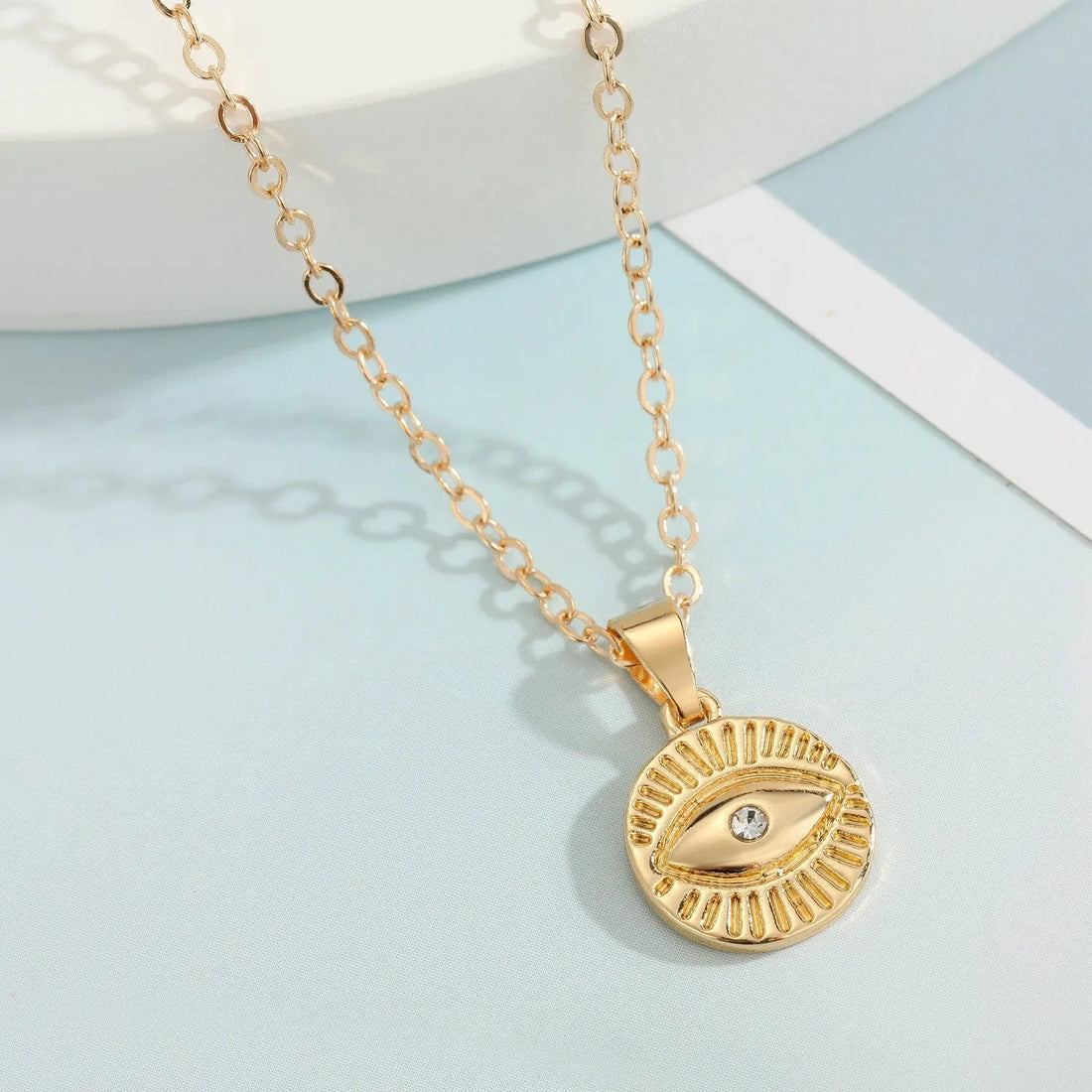 Gold Plated Stylish Evil Eye Round Necklace For Womens &amp; Girls Alloy Necklace Destiny Jewels