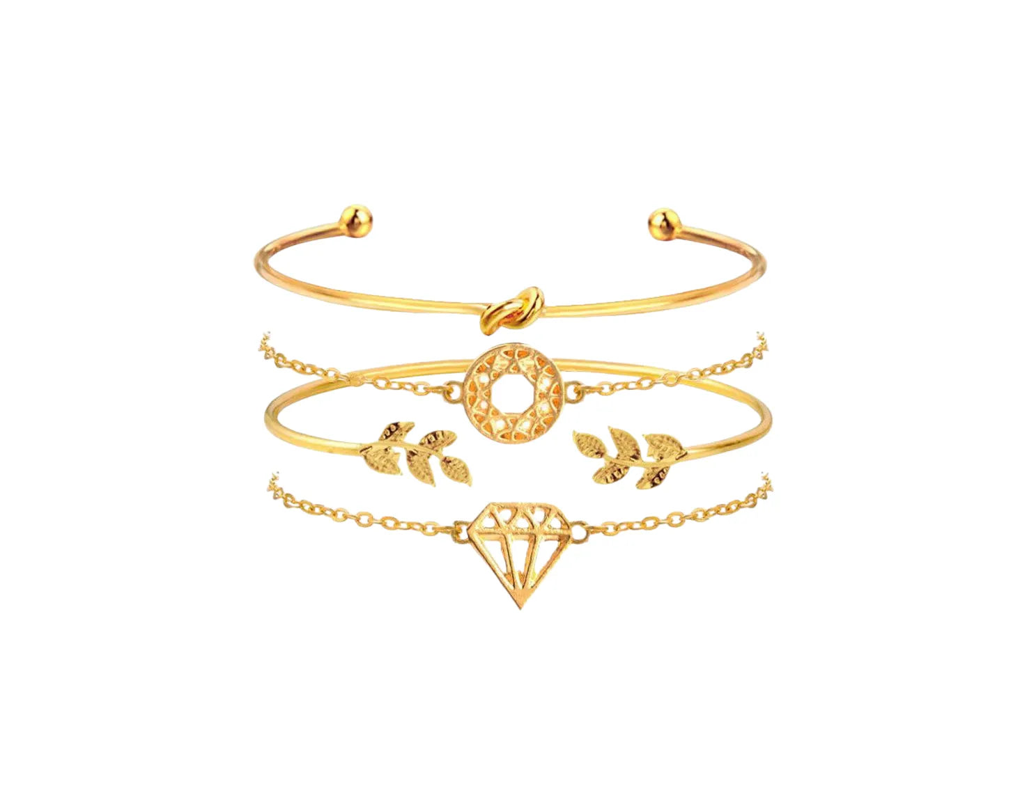 Brass Gold-Plated Bracelet Set (Pack Of 4) - Set Of 4 Destiny Jewels