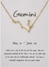 Desiny Jewels Gold Plated Rhinestone Decor Gemini Horoscope Astrology Zodiac Card Necklace Alloy Necklace Destiny Jewels