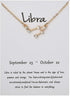 Desiny Jewels Gold Plated Rhinestone Decor Libra Horoscope Astrology Zodiac Card Necklace Alloy Necklace Destiny Jewels