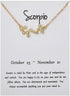 Desiny Jewels Gold Plated Rhinestone Decor Scorpin Horoscope Astrology Zodiac Card Necklace Alloy Necklace Destiny Jewels