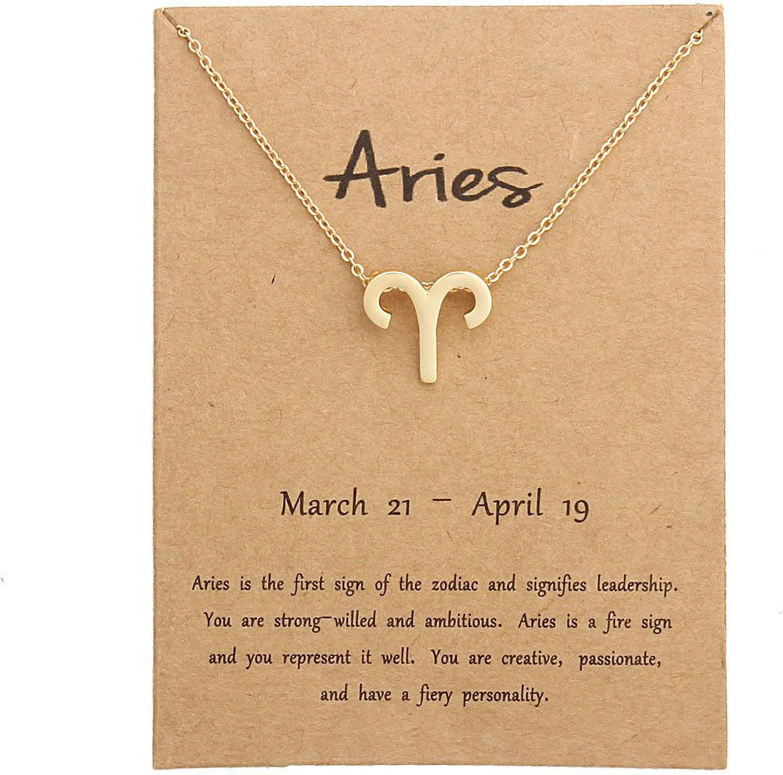 Gold Plated Aries Zodiac Pendant Symbol Zodiac Sign Necklace Alloy Necklace Destiny Jewels