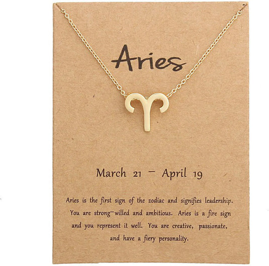 Gold Plated Aries Zodiac Pendant Symbol Zodiac Sign Necklace Alloy Necklace Destiny Jewels