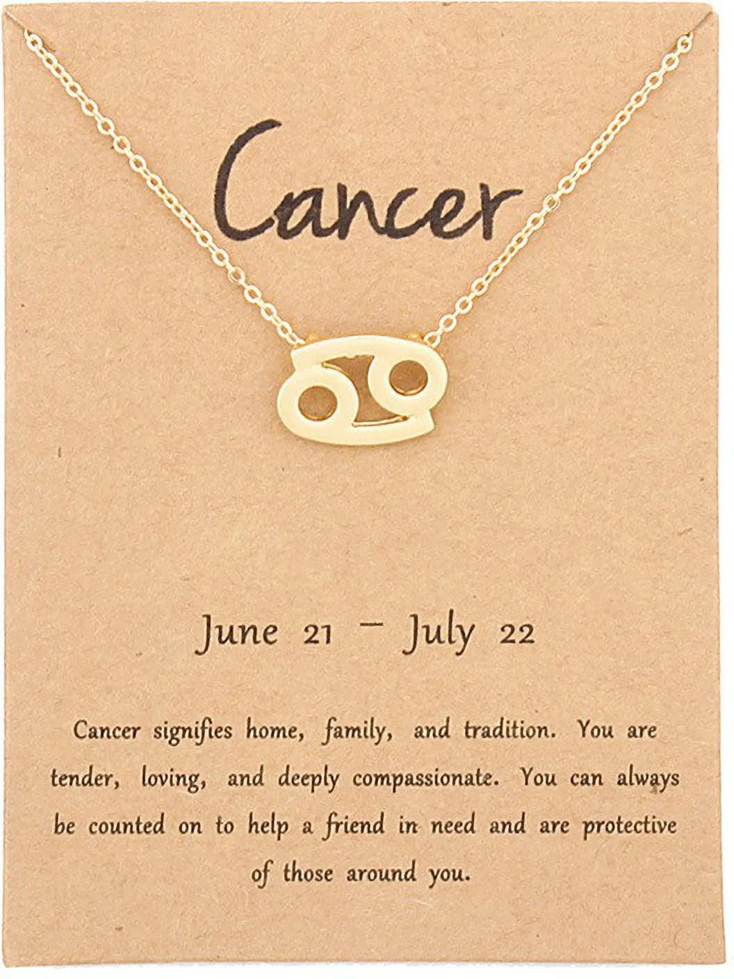 Gold Plated Cancer Zodiac Pendant Symbol Zodiac Sign Necklace Alloy Necklace Destiny Jewels