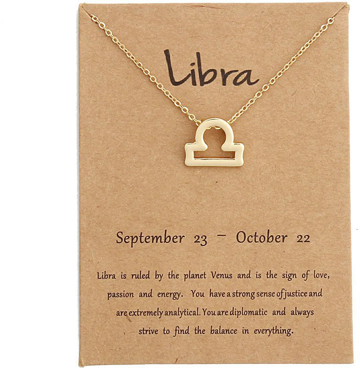 Gold Plated Libra Zodiac Pendant Symbol Zodiac Sign Necklace Alloy Necklace Destiny Jewels