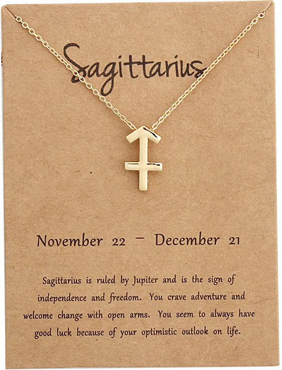 Desiny Jewels Gold Plated Sagittarius Zodiac Pendant Symbol Zodiac Sign Necklace Alloy Necklace Destiny Jewels