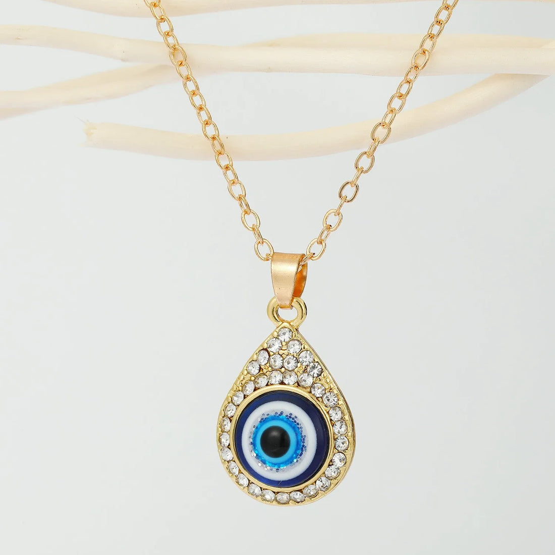 Gold Plated Cz Stone Decor Bohemian Vintage Evil Eye Necklace Zircon Alloy Necklace Destiny Jewels