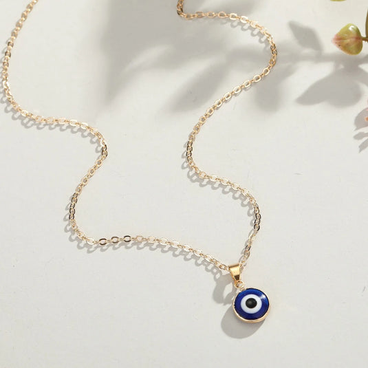 Gold Plated Turkish Evil Eye Design Necklace With Chain For Women &amp; Girls Alloy Necklace Destiny Jewels