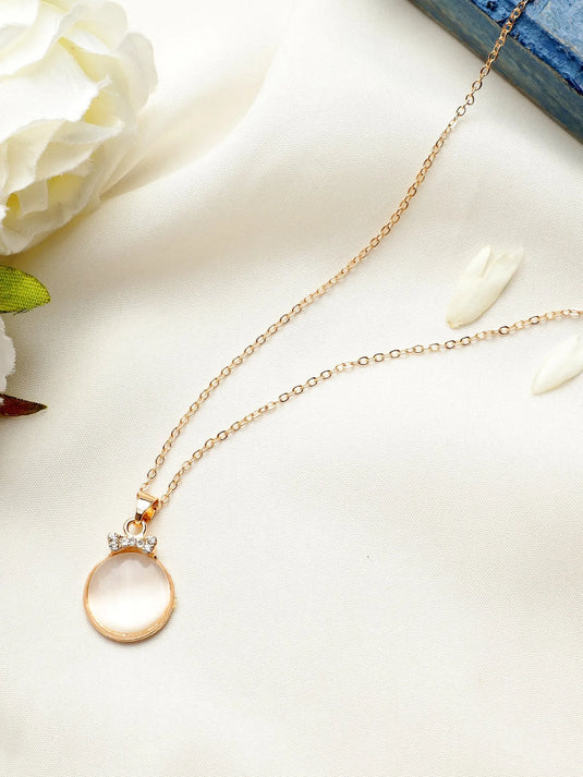 New Korean Design Round Crystal Décor Pendant Necklace For Women &amp; Girls Beads Gold-Plated Plated Alloy Necklace Destiny Jewels