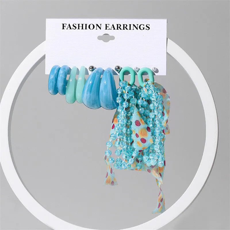 New Limited Collection Acrylic Transparent Exaggerated Hoop &amp; Tassel Earrings Acrylic Earring Set - Pair Of 6 Destiny Jewels