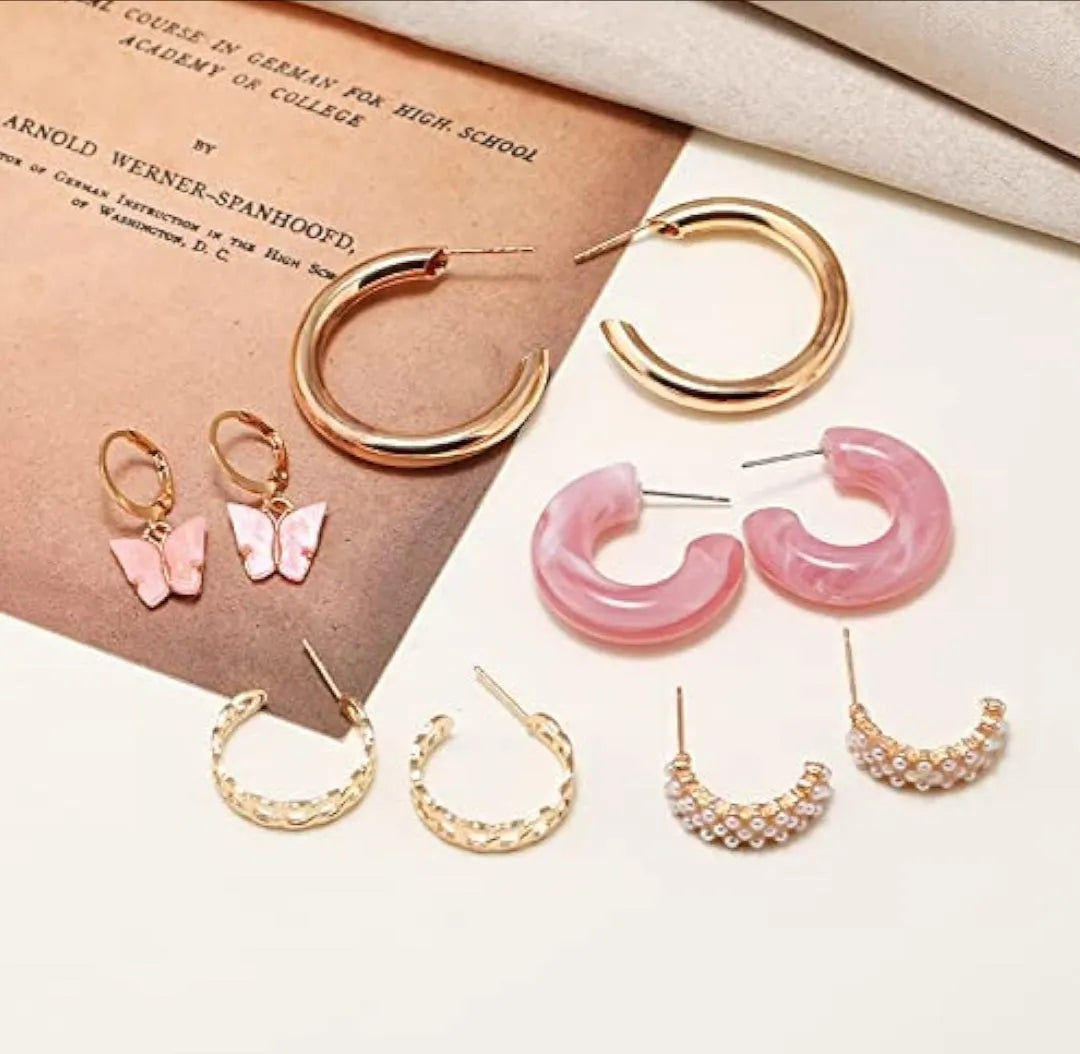 Brass With Pearl Western Earrings For Women, Multicolour Metal Hoop Earring Destiny Jewels