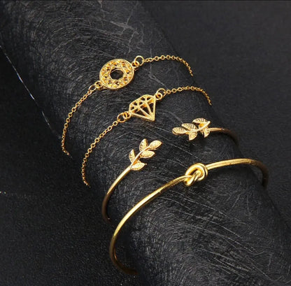 Brass Gold-Plated Bracelet Set (Pack Of 4) - Set Of 4 Destiny Jewels