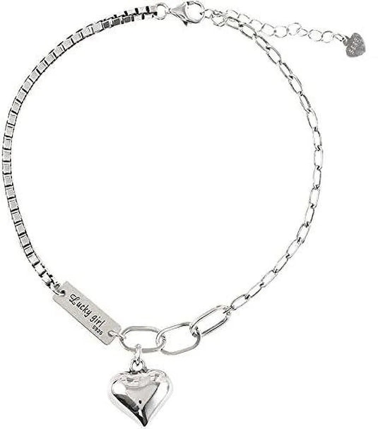 Engravable Heart Charm Sterling Silver Bracelet - Set Of 1 Destiny Jewels