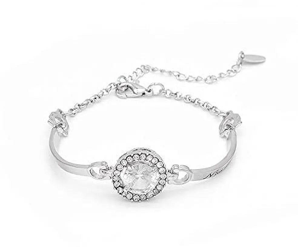 Stylish Crystal Sterling Silver Coated Bracelet - Set Of 1 Destiny Jewels